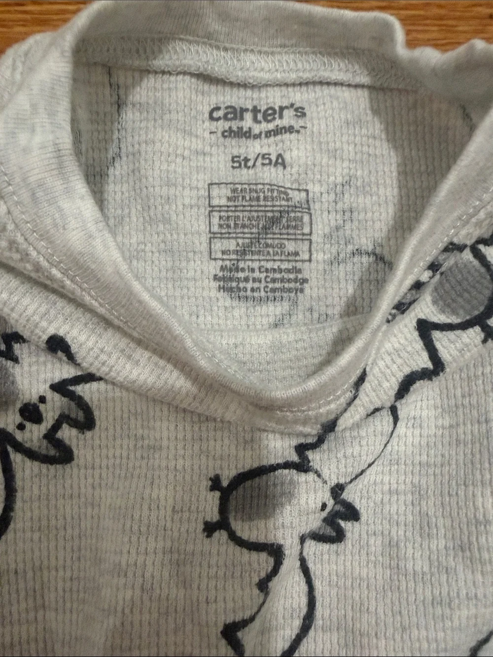 Carter’s Toddler Boy Thermal Bat Halloween Pajamas 5T